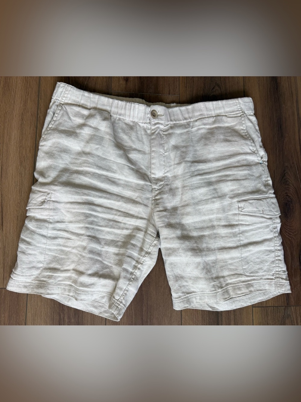 Tommy Bahama Tropical Beach Linen Blend Shorts Sz XXL Off-White Beige Summer